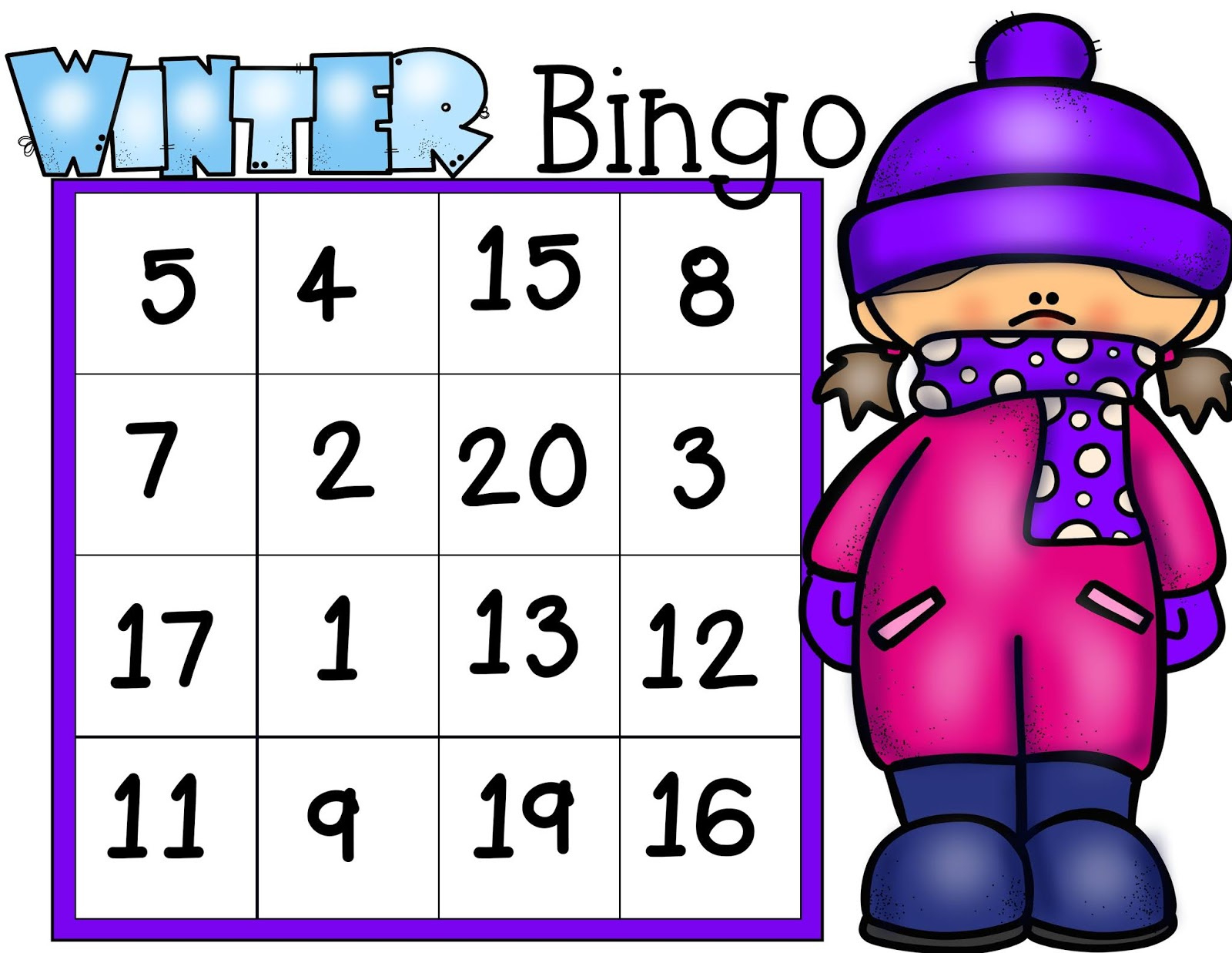 The Cozy Red Cottage: Winter Number Bingo with regard to Free Printable Bingo Cards Numbers 1-20