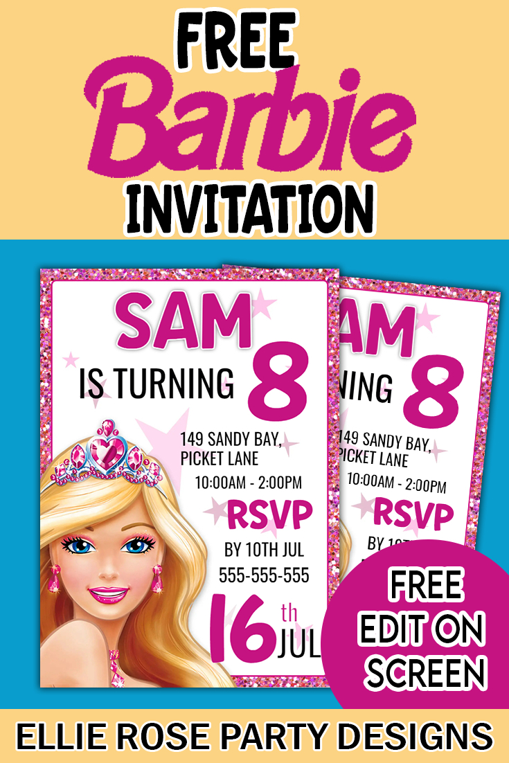 The No.1 Best Barbie Birthday Invitation Freebie regarding FREE Printable Barbie Birthday Invitations
