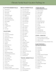 The Ultimate Family Beach Vacation Packing List - Taryn Newton with FREE Printable Beach Vacation Packing List
