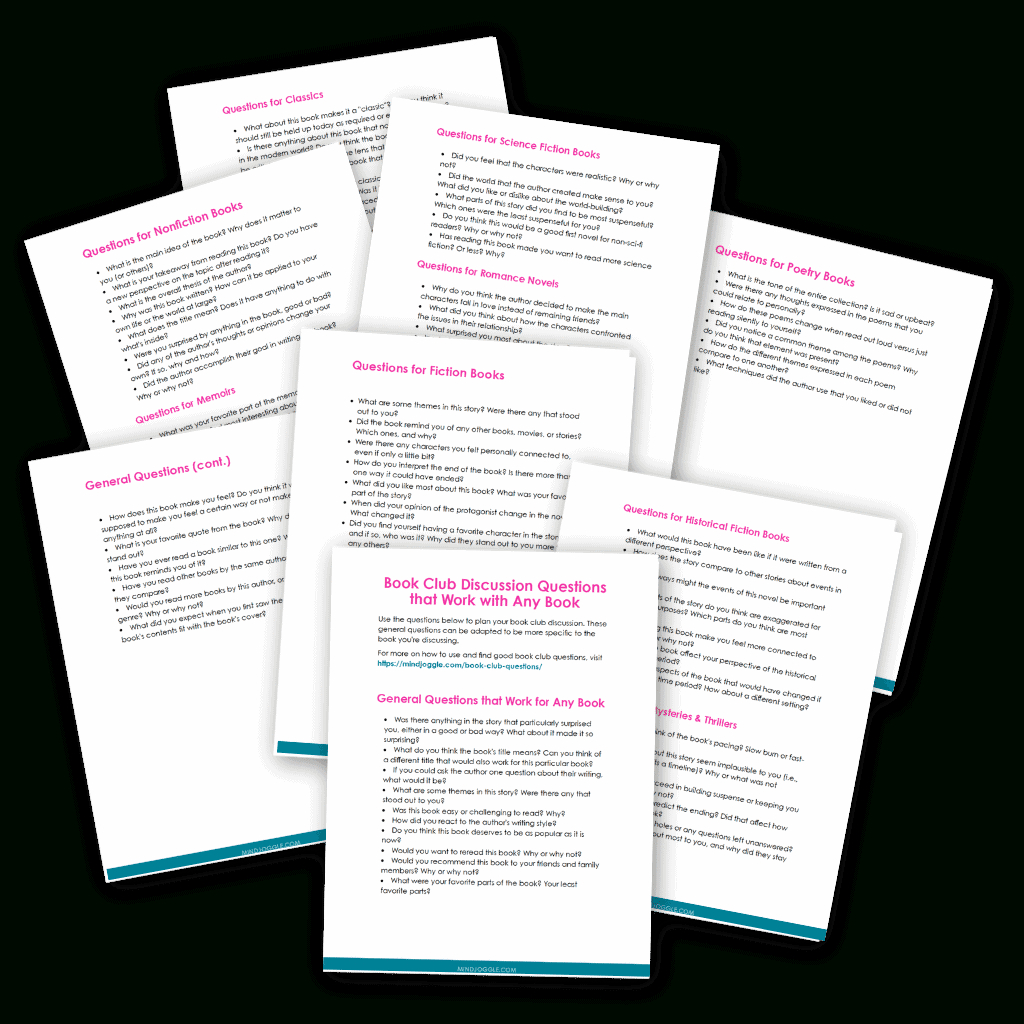 Thought-Provoking Book Club Questions That Work For Any Book inside FREE Printable Book Club Discussion Questions