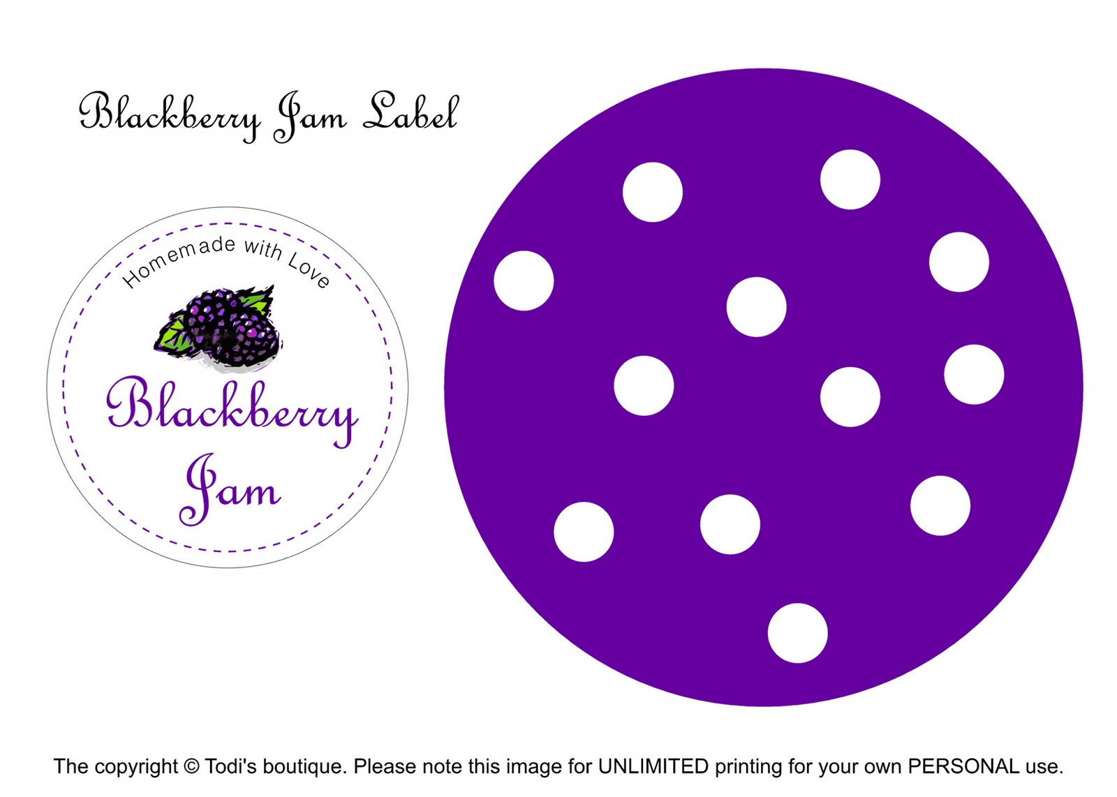 Todi Design: Homemade Blackberry Jam Recpie And Free Printable Jar inside Free Printable Blackberry Jam Labels