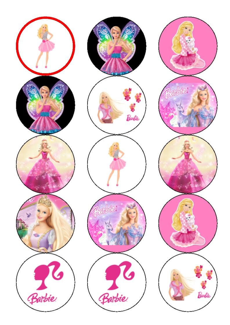 Toppers Barbie Top pertaining to FREE Printable Barbie Cupcake Toppers