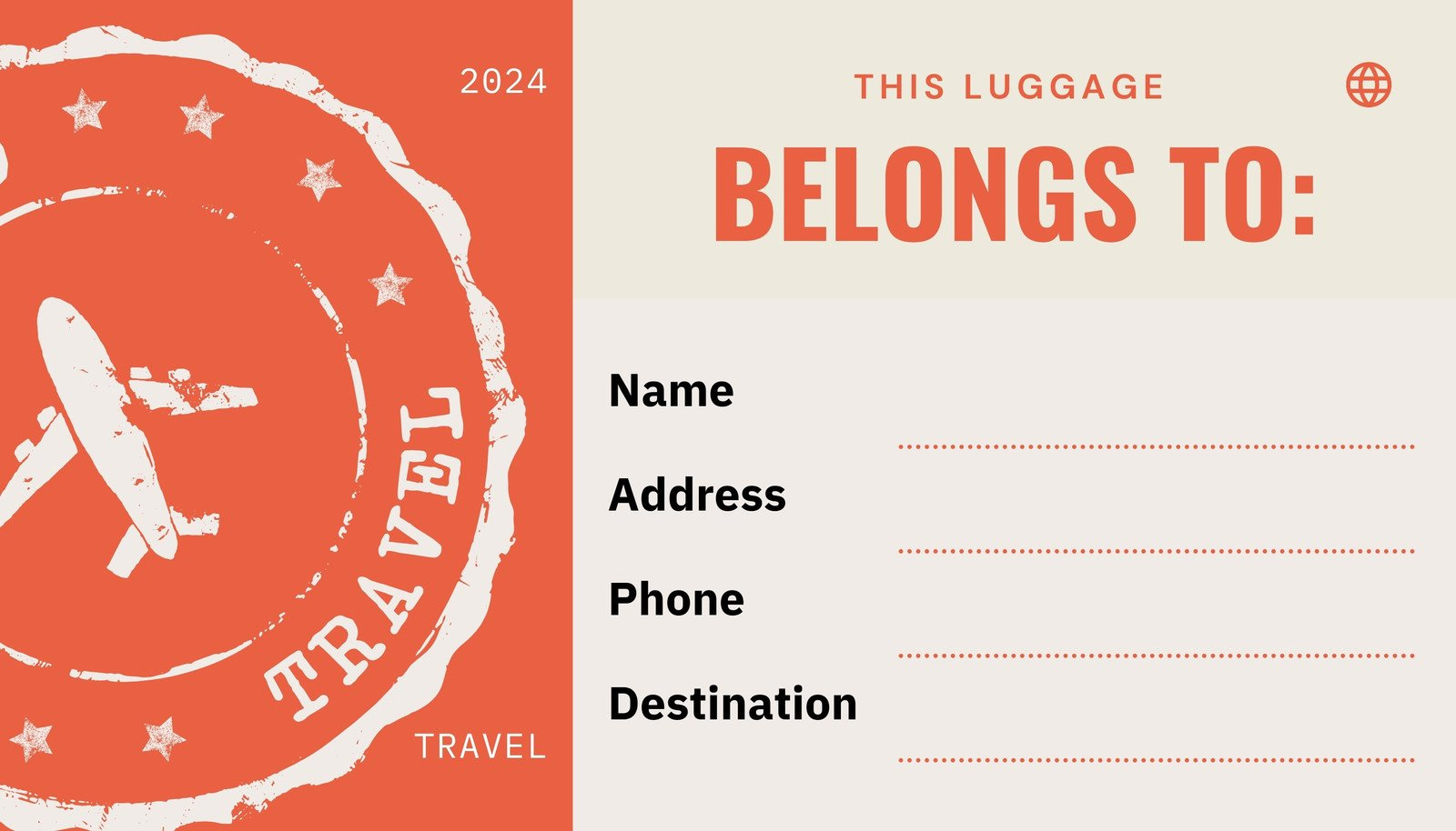 Travel Baggage Tag Free Printable, Customizable Luggage Tag in FREE Printable Blank Luggage Tag Template