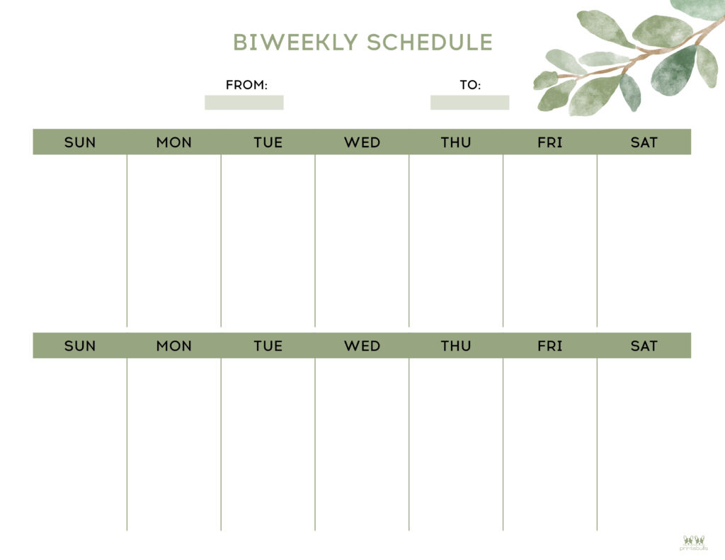 Two Week Planners - Free Printables | Printabulls throughout FREE Printable Bi Weekly Planner