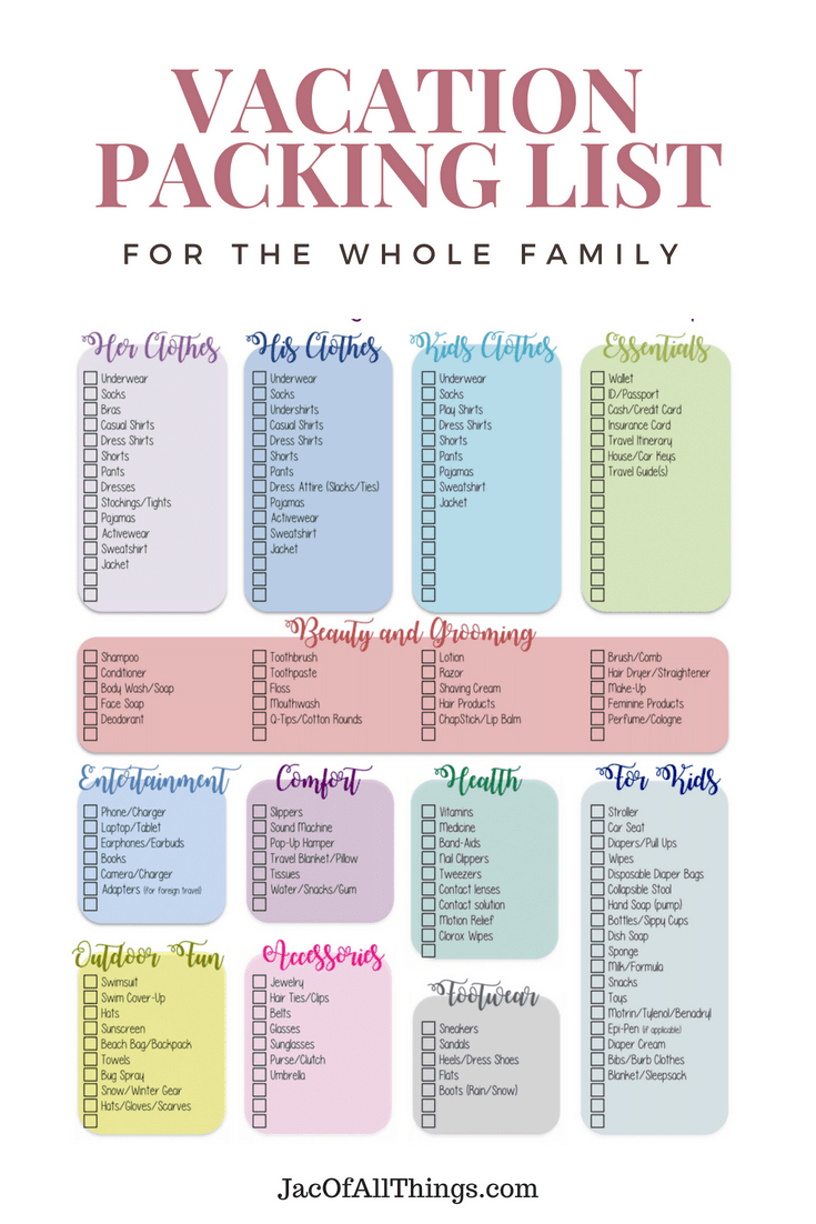 Vacation Packing List - The Ultimate Packing Checklist (Free with FREE Printable Beach Packing List