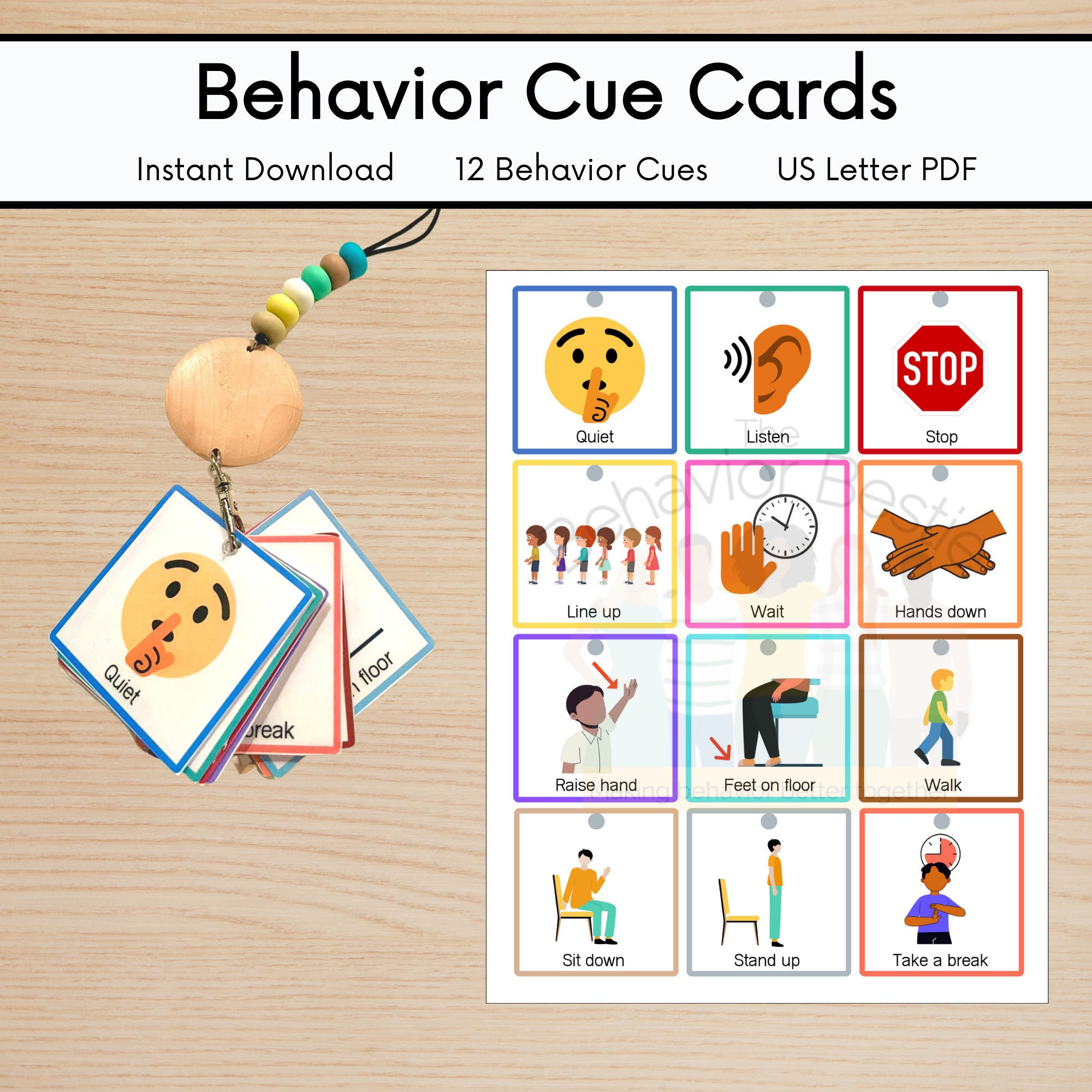 Visual Behavior Cue Cards For Kids: Classroom Management (Digital throughout FREE Printable Behavior Cue Cards