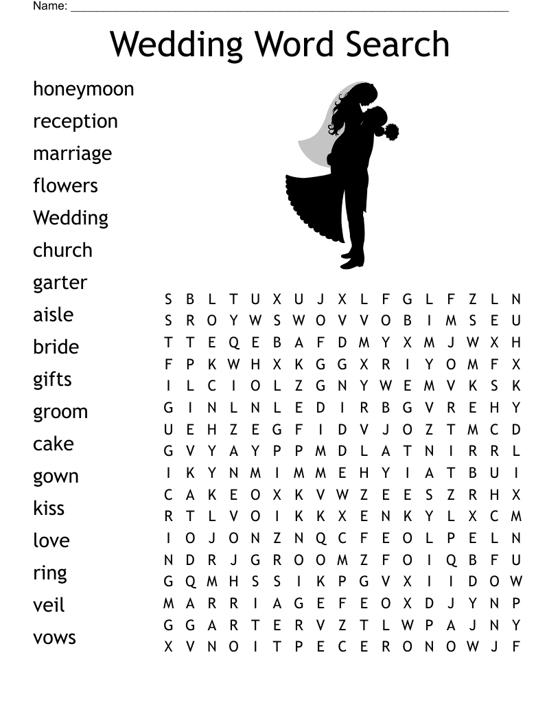 Wedding Word Search - Wordmint inside FREE Printable Bridal Shower Word Search