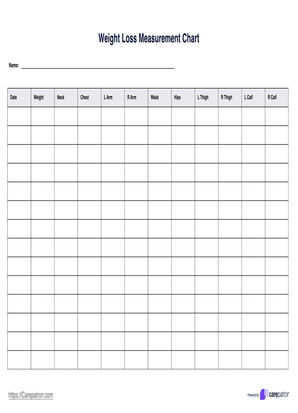 Weight Loss Measurement Chart with regard to FREE Printable Body Measurement Chart For Weight Loss