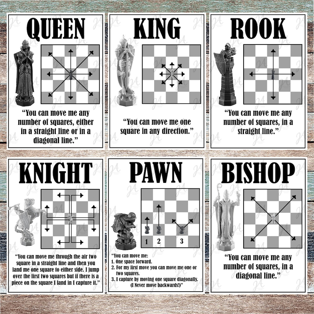 Wizard Chess Cheat Cards - Etsy inside Free Printable Beginner Chess Piece Moves