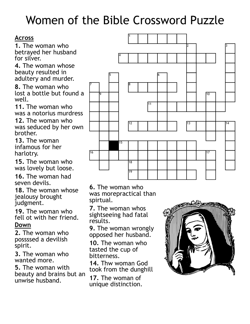 Women Of The Bible Crossword Puzzle - Wordmint in Free Printable Bible Crossword Puzzles For Adults