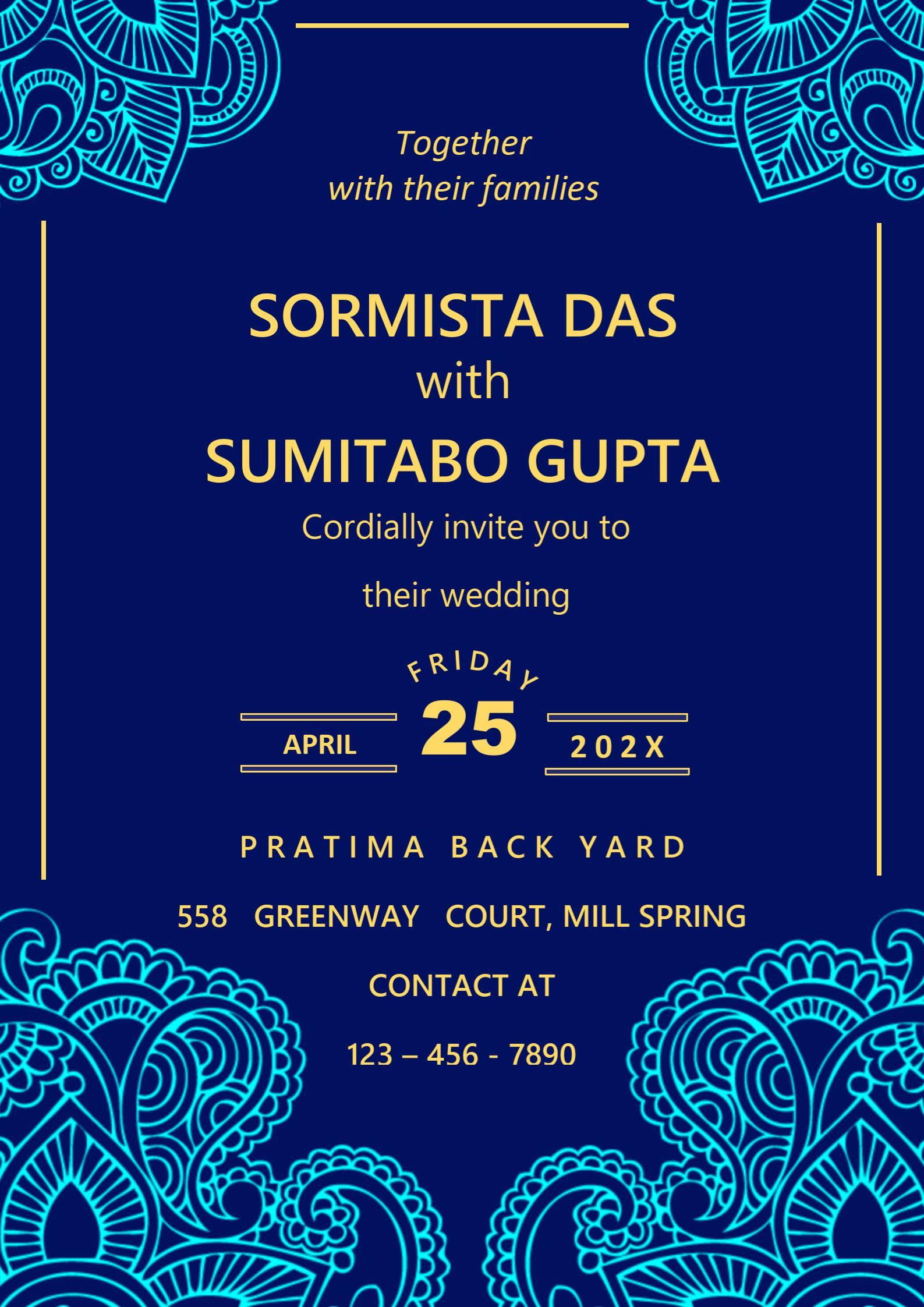 Word Of Royal Blue Wedding Invitation Card.docx | Wps Free Templates with FREE Printable Blank Wedding Invitation Templates Royal Blue