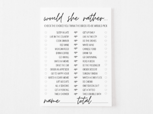 Would She Rather Bridal Shower Game Free Printable | Modern Moh intended for FREE Printable Bridal Shower Games Would She Rather