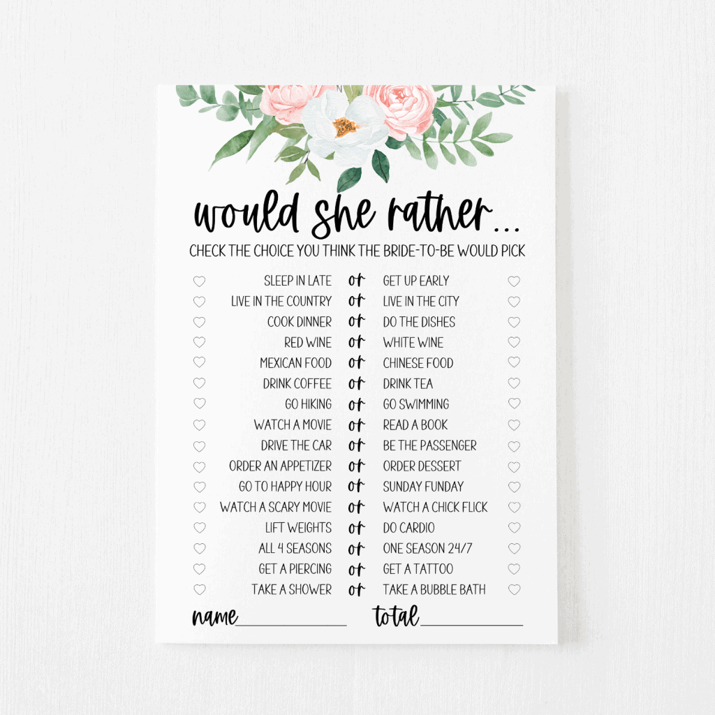 Would She Rather Bridal Shower Game Free Printable | Modern Moh regarding Free Printable Bridal Shower Games Would She Rather